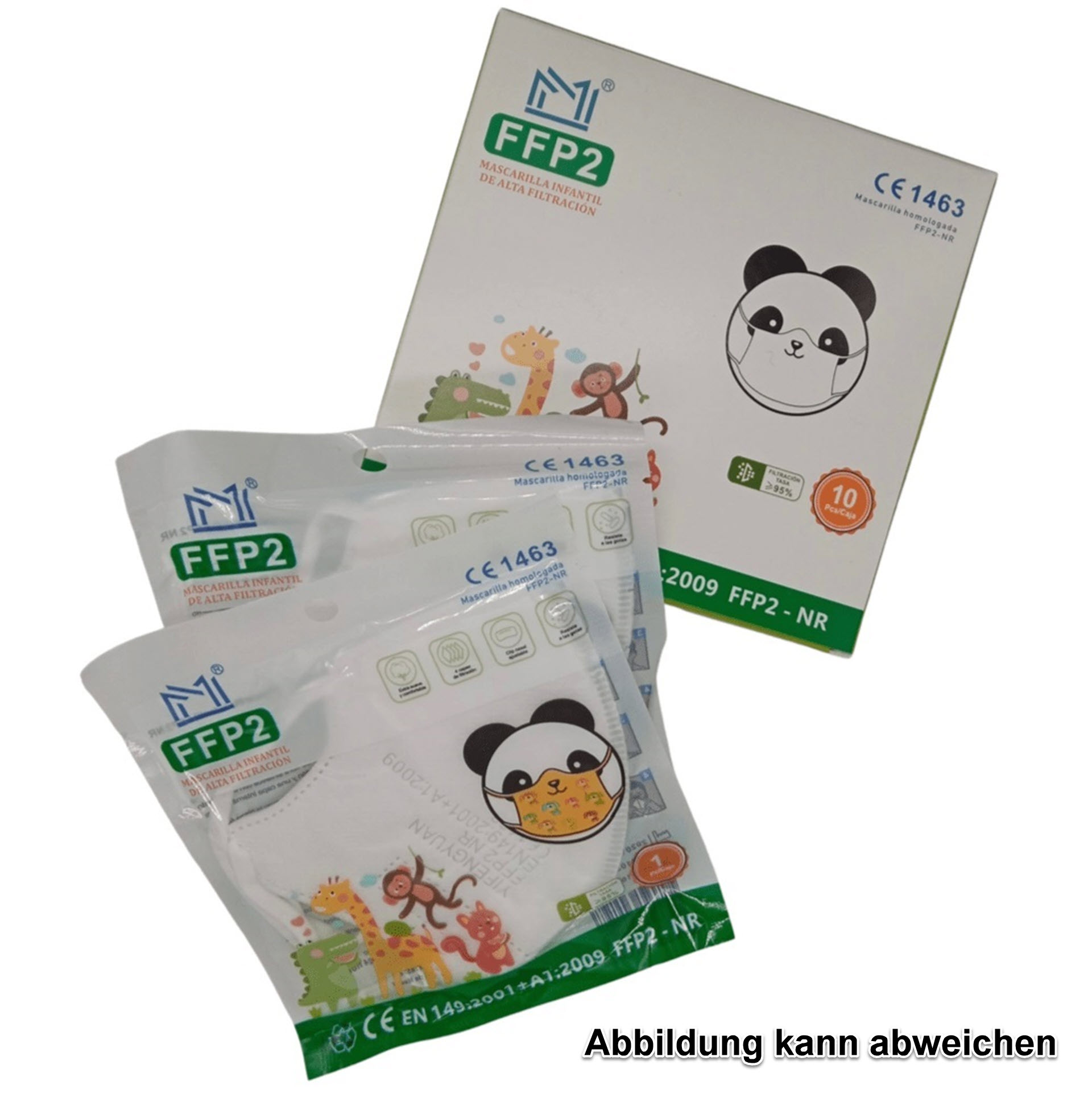 Kinder-Atemschutzmaske - FFP2 NR Schutzklasse - mit buntem Aufdrucken (CE 1463 / EN:149:2001+A1:2009)