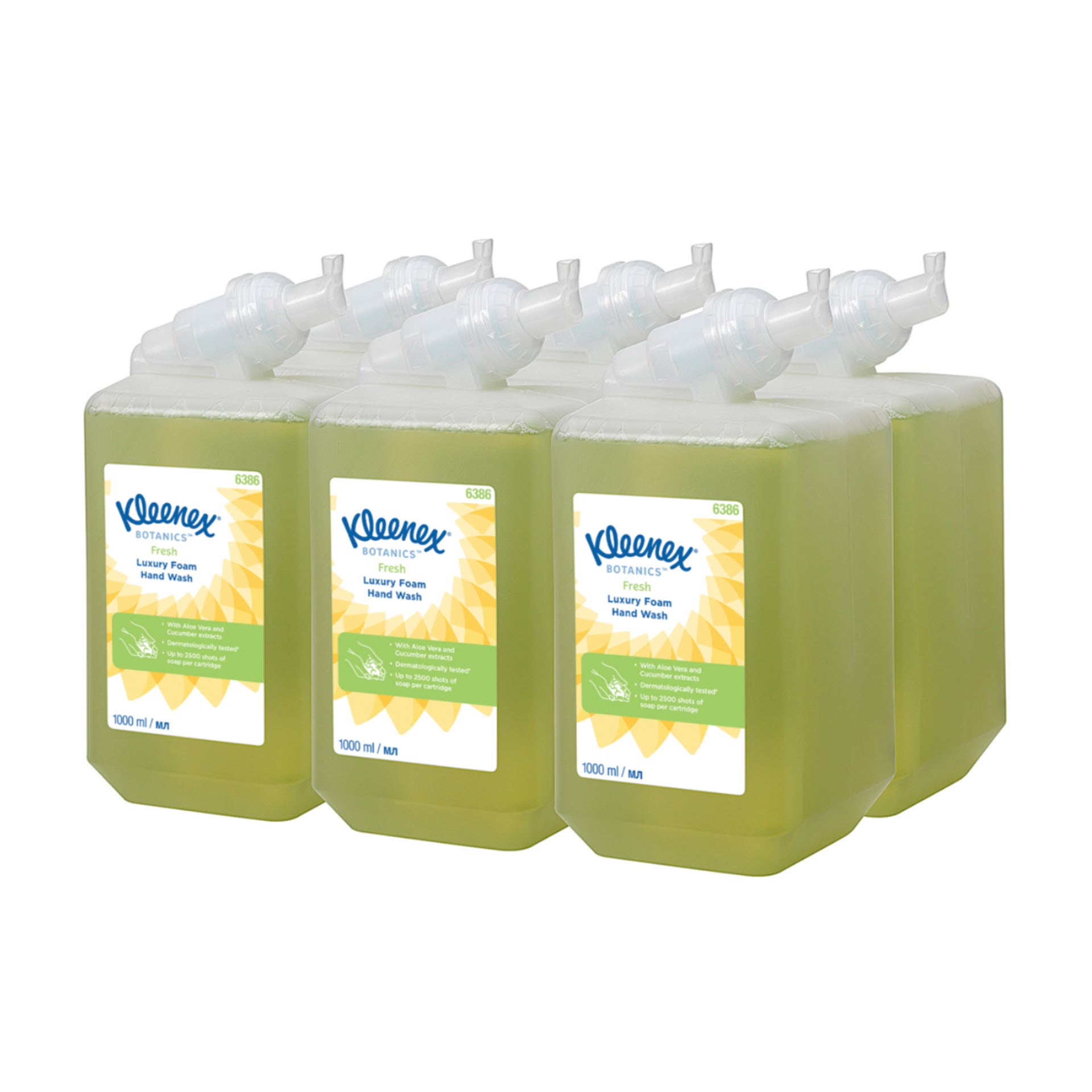 KCP Kleenex® Botanics™ Energy-Luxus-Schaum-Seife 6386 – 6 x 1 Liter Kassetten - parfümierte grüne Handseife