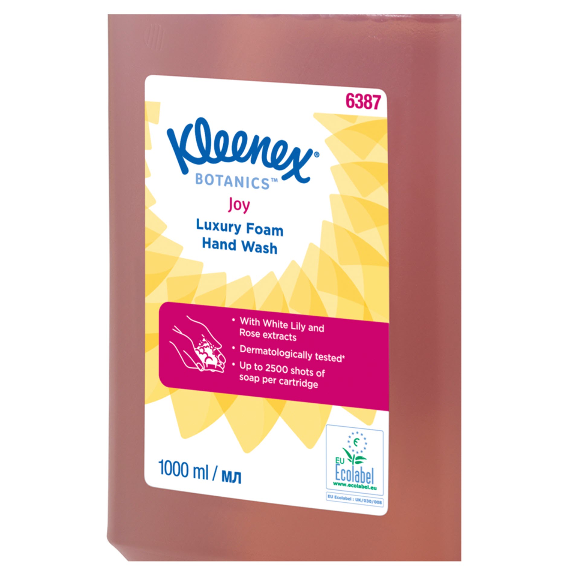 KCP Kleenex® Botanics™ Energy-Luxus-Schaum-Seife 6387 – 6 x 1 Liter Kassetten - parfümierte rote Handseife