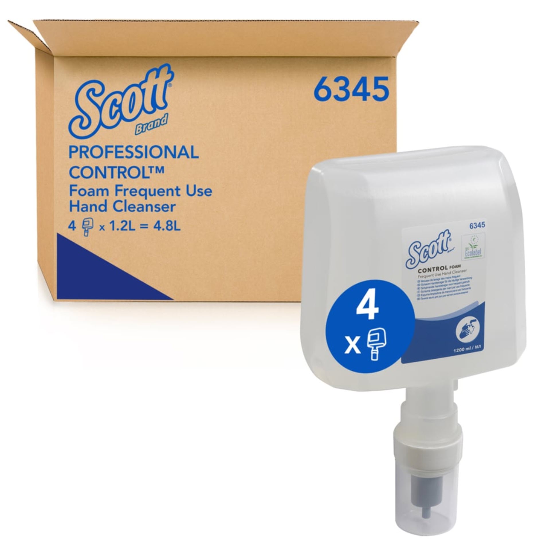 KCP Scott® Control™ Schaumhandseife 6345 – 4 x 1,2 Liter Kartusche - transparent & unparfümiert