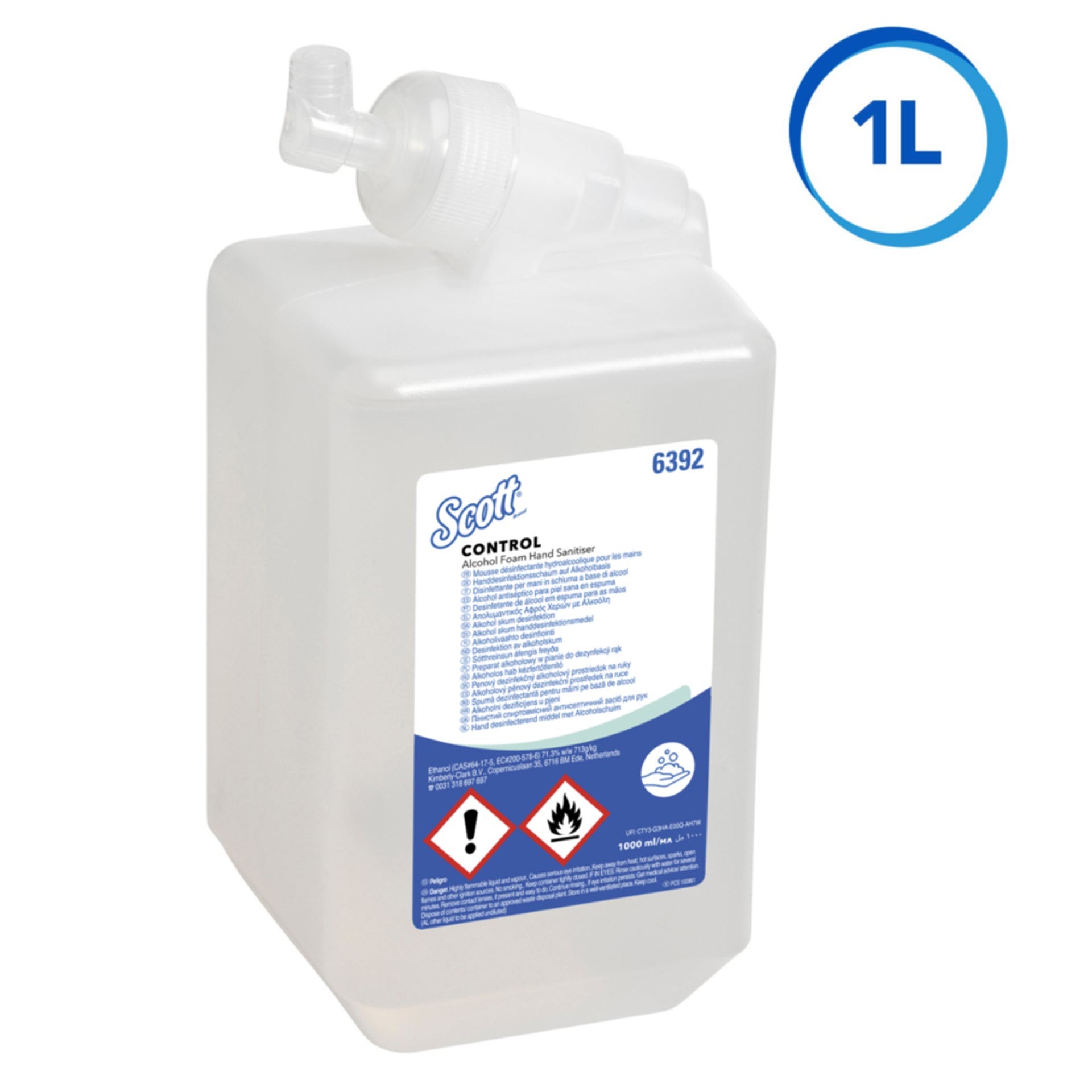 KCP Scott® Control™ Handdesinfektionsschaum auf Alkoholbasis 6392 – 6 x 1 Liter Kartusche - Handdesinfektionsmittel