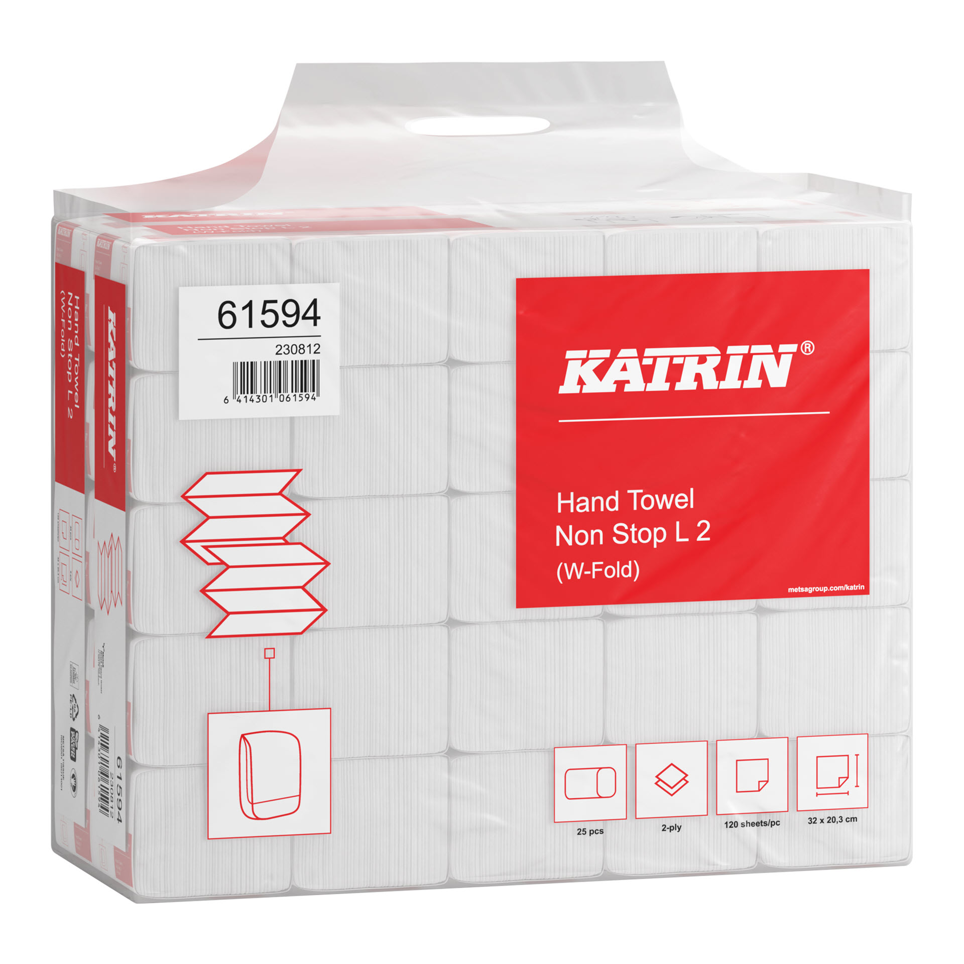 Katrin W-Falz Falthandtücher Non Stop L2 - Handtuchpapier - 20,3 cm x 32,0 cm - 61594