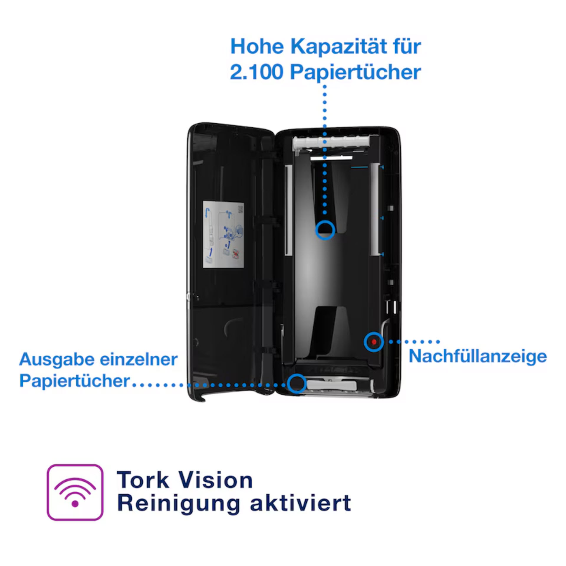 * Tork PeakServe® Spender für Endlos™-Papierhandtücher Schwarz H5 - 552508