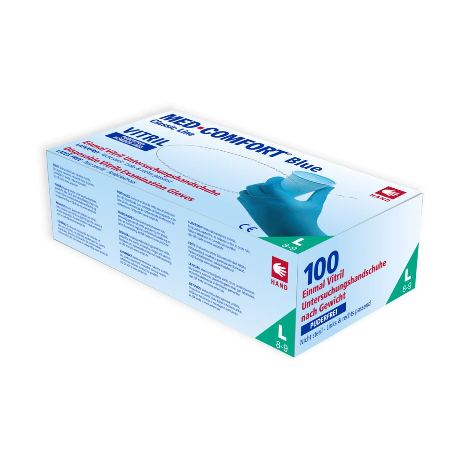 AMPri Vitril Med-Comfort Blue "Vitril" - Einmal Vynil-Nitril Schutz- u. Untersuchungshandschuh 01251