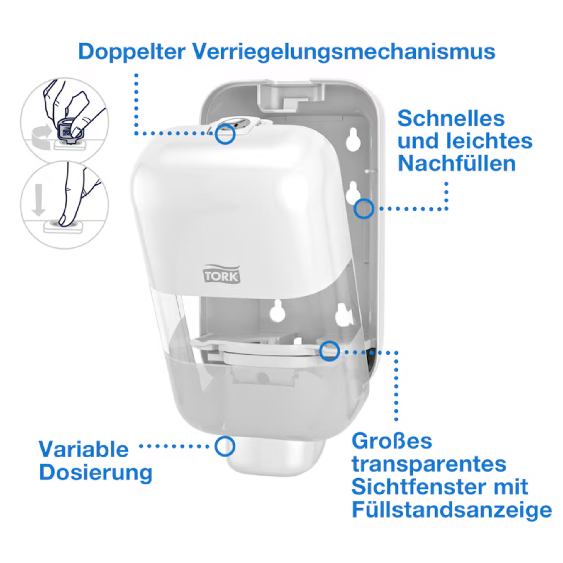 * Tork Mini Spender für Seifen und Händedesinfektionsmittel Weiß S5 - 565200