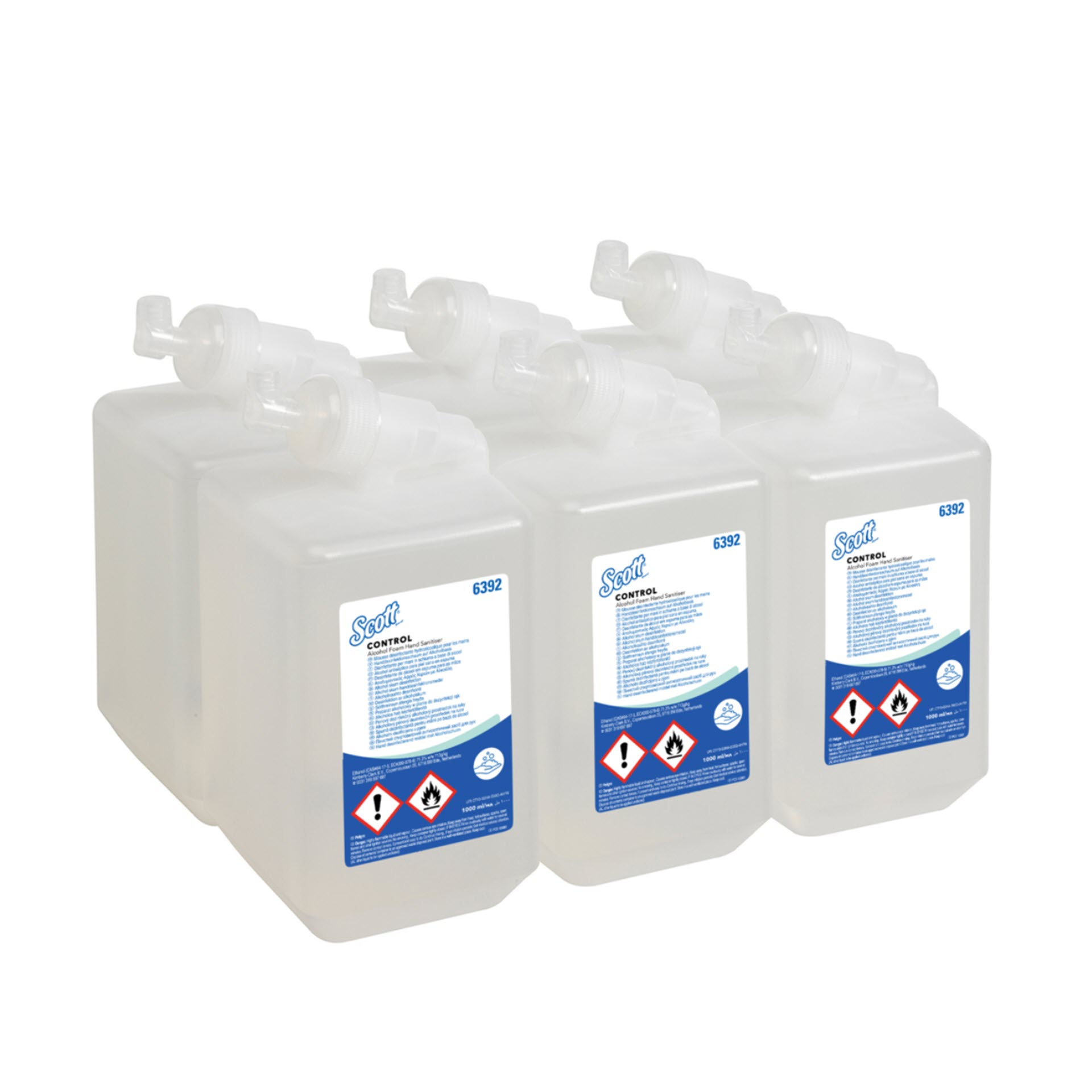 KCP Scott® Control™ Handdesinfektionsschaum auf Alkoholbasis 6392 – 6 x 1 Liter Kartusche - Handdesinfektionsmittel