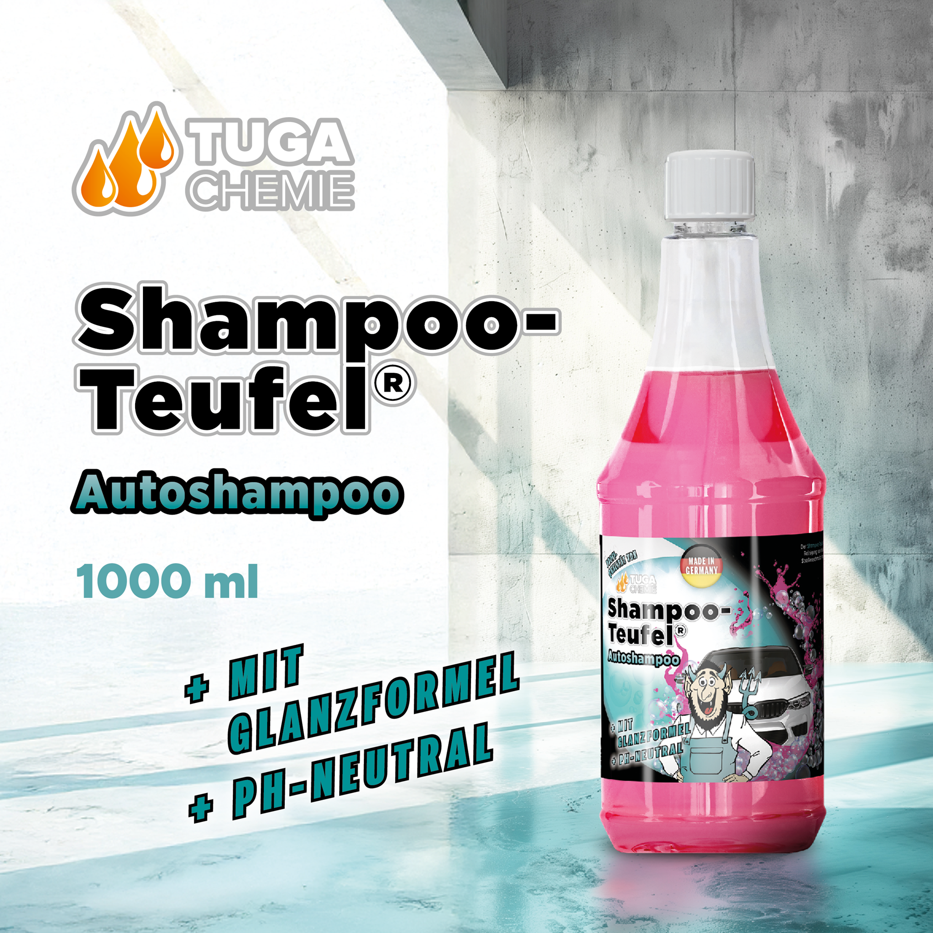 TUGA Chemie Shampoo-Teufel® pH-neutrales Autoshampoo – 1 L / 5 L
