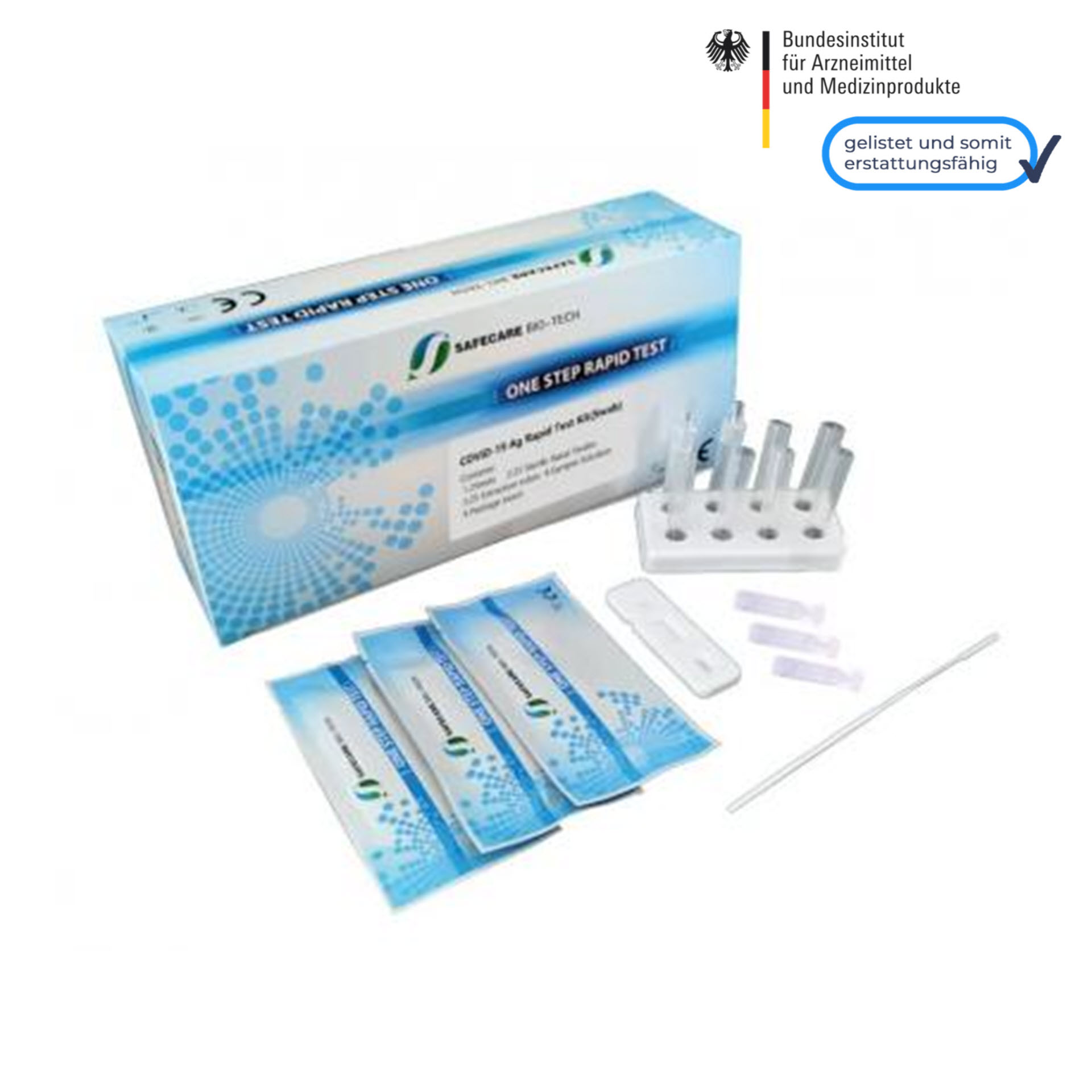 Safecare Bio-Tech Covid-19 Antigen-Schnelltestkit (Swab) "Nasenabstrich" - Corona-Schnelltest "Laientest"