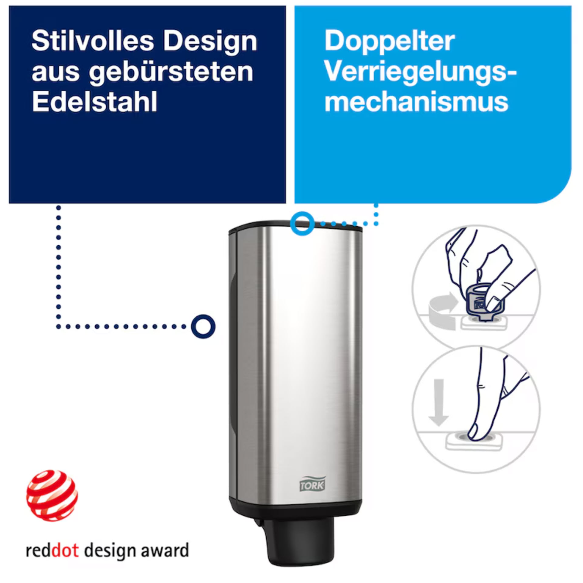 * Tork Spender für Seifen und Händedesinfektionsmittel Edelstahl S4 - 460010
