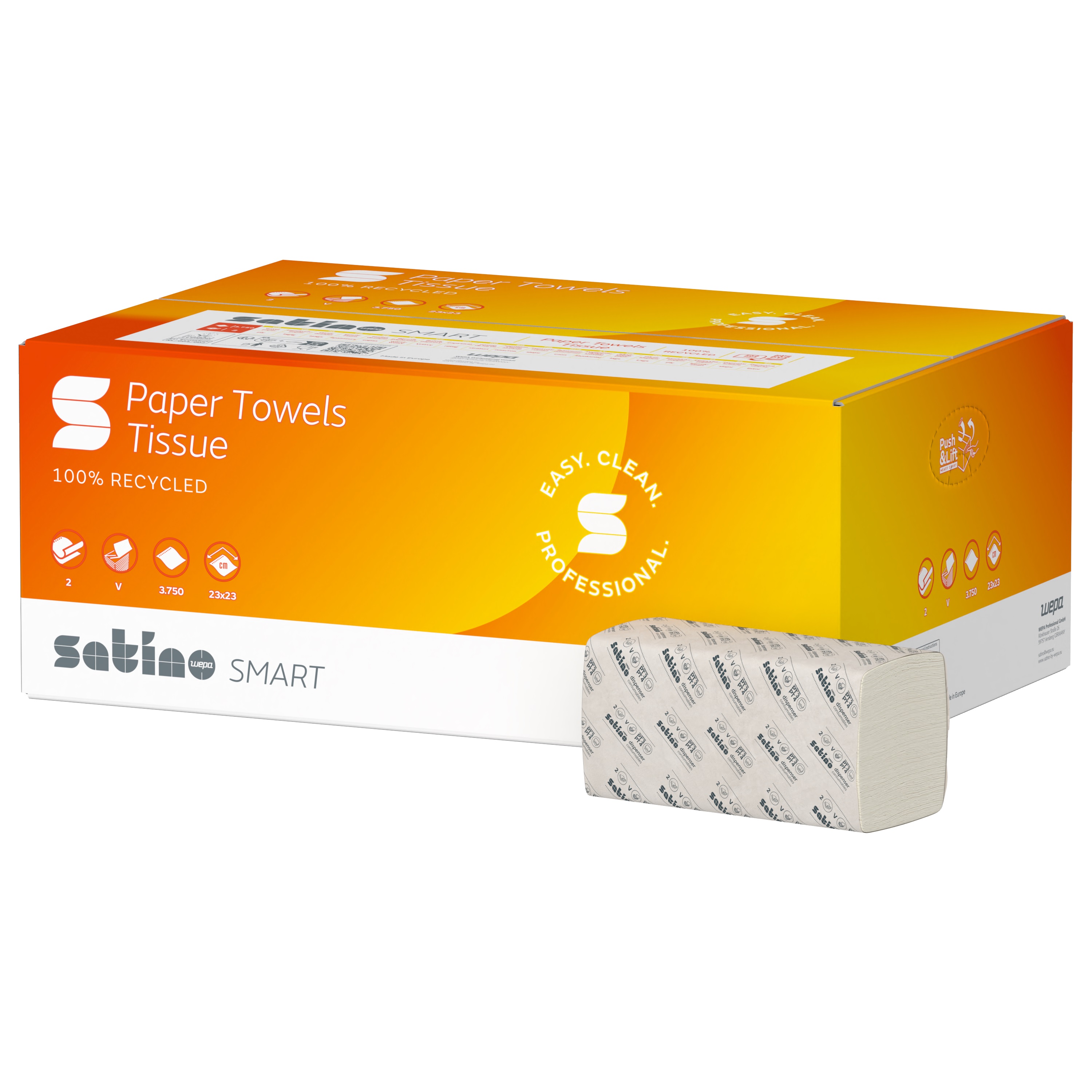 WEPA Satino Smart Handtuchpapier Format V-Falz weiß - 23,0 x 23,0 cm - 275700