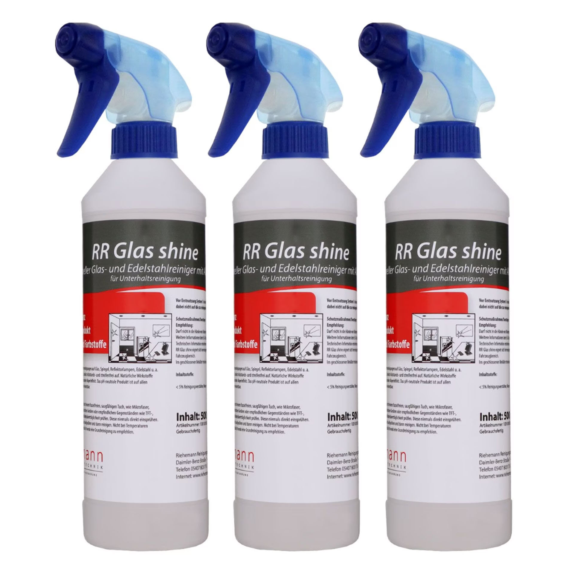 RR Glas shine - tensidfreier Glas- und Edelstahlreiniger - 500 ml Sprühflasche