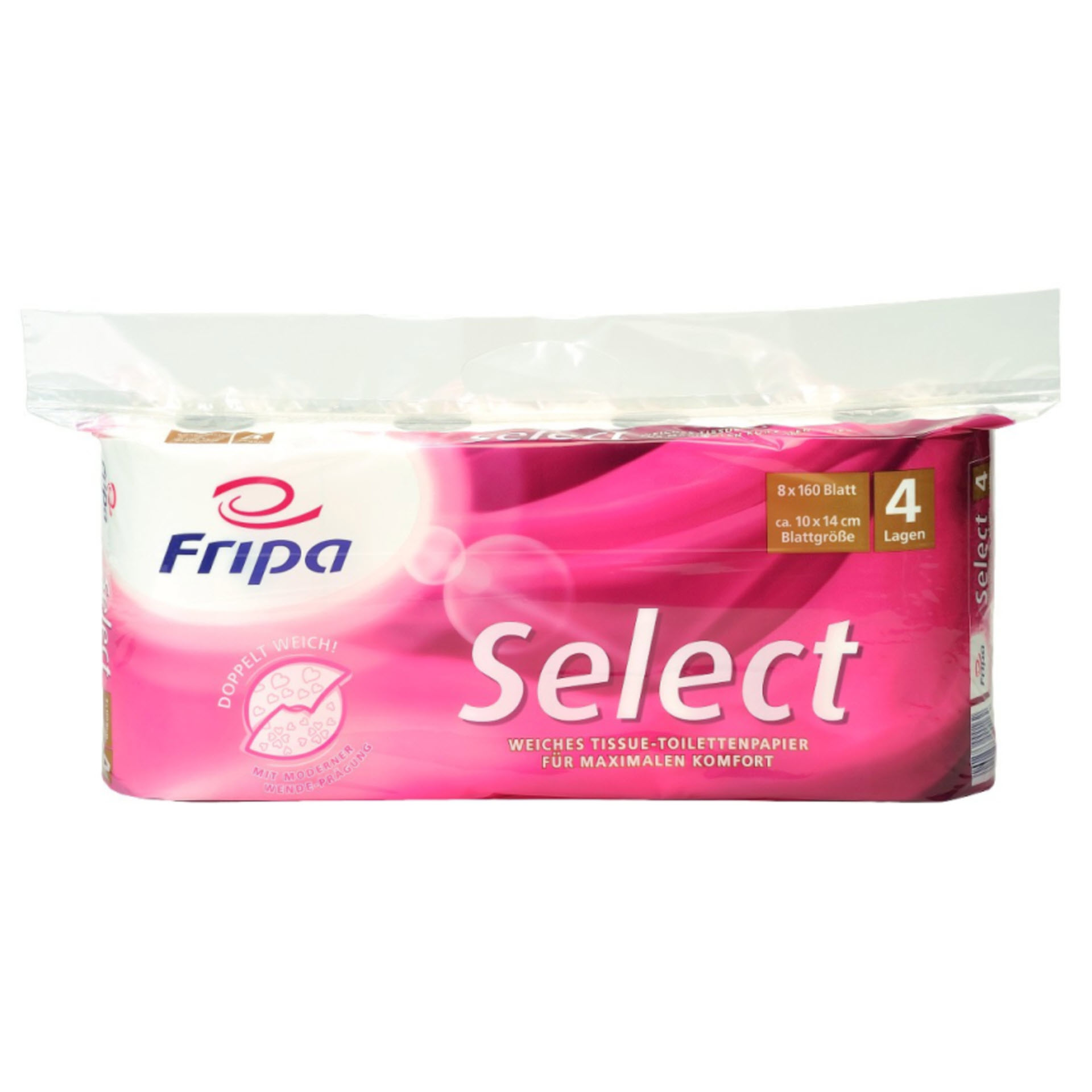 Fripa WC-Papier select / Toilettenpapier 4-lagig soft hochweiß 1040801 - Pack mit 48 Rollen