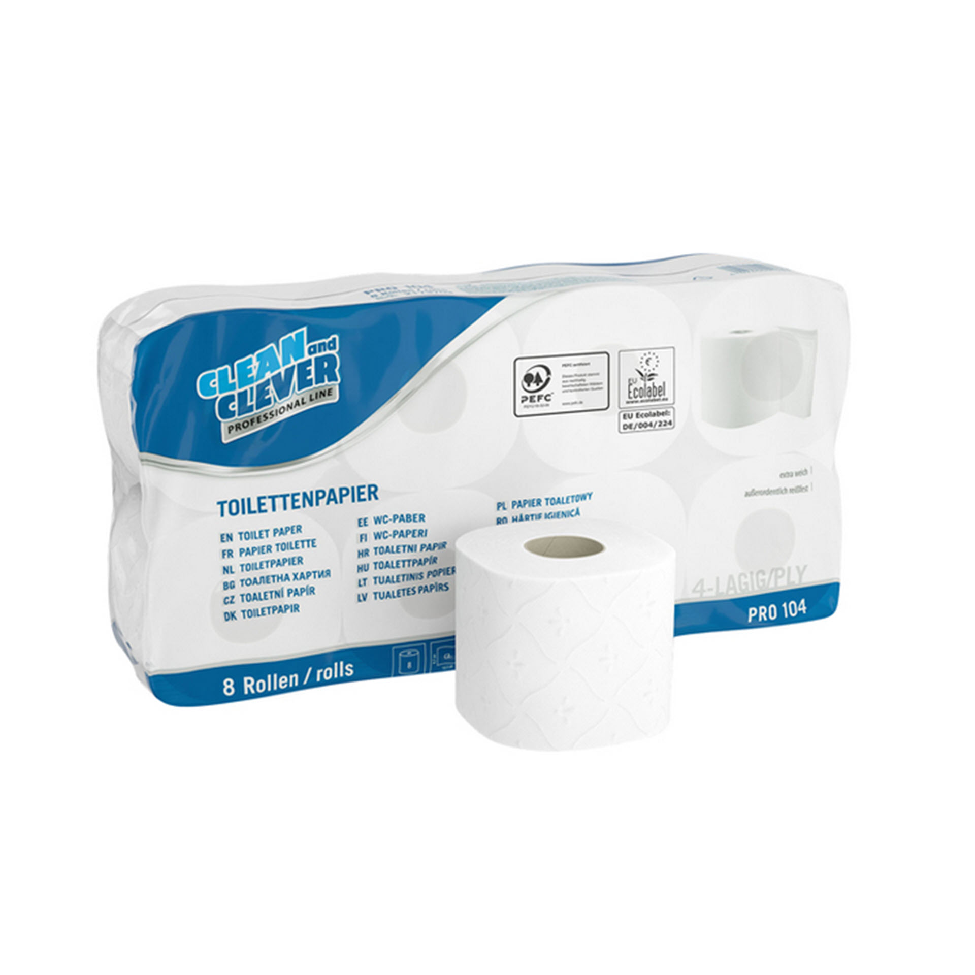 CLEAN & CLEVER Professional Toilettenpapier PRO 104 - Hochweiß 4-lagig - 2213850