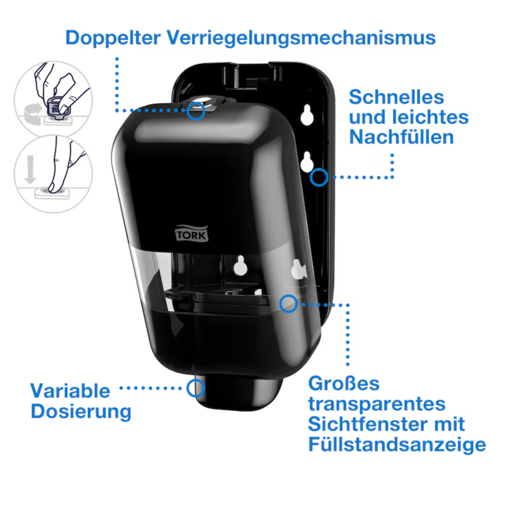 * Tork Mini Spender für Seifen und Händedesinfektionsmittel Schwarz S5 - 565208