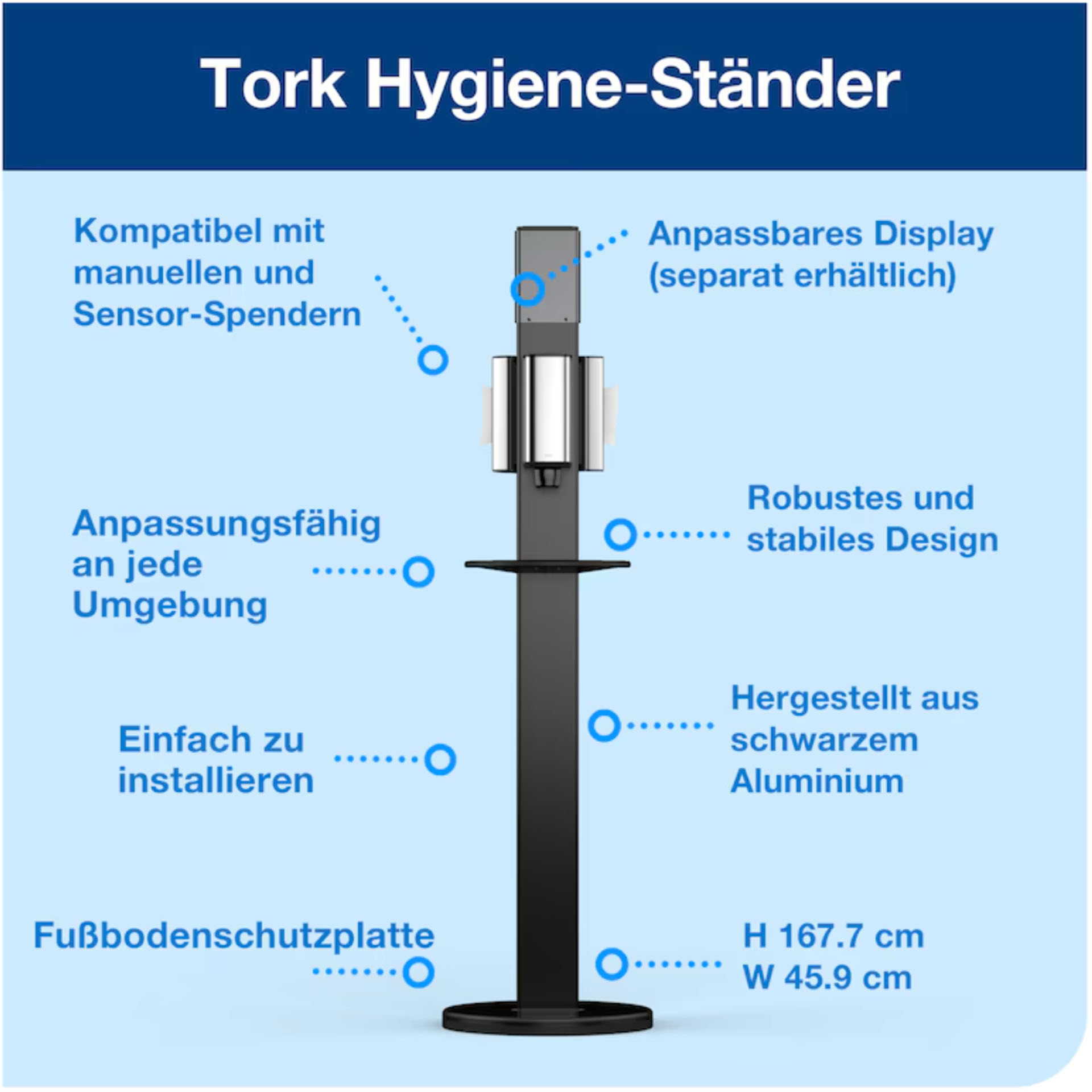 * Tork Hygienesäule für Desinfektionsmittel und Tücher Schwarz - 511055