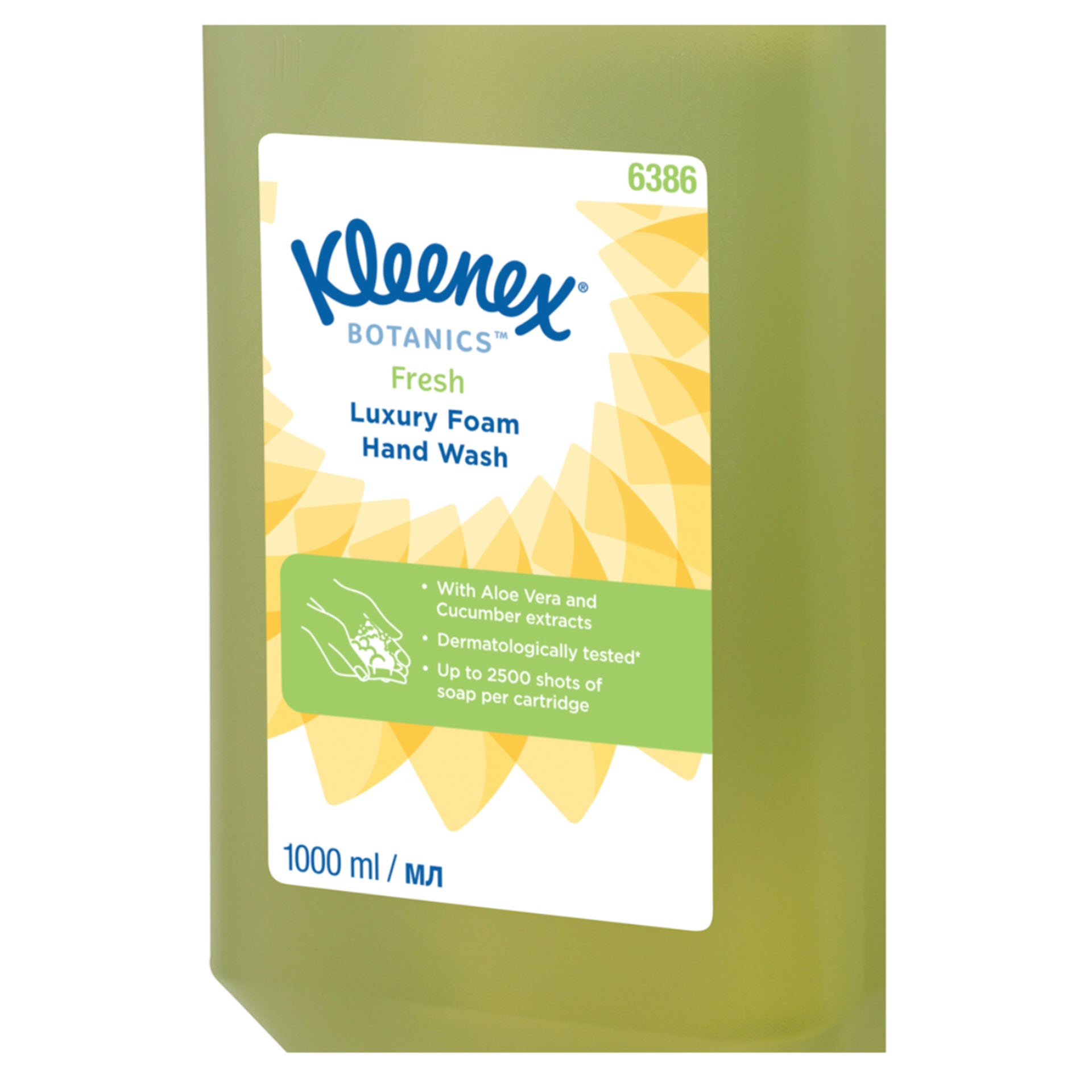 KCP Kleenex® Botanics™ Energy-Luxus-Schaum-Seife 6386 – 6 x 1 Liter Kassetten - parfümierte grüne Handseife