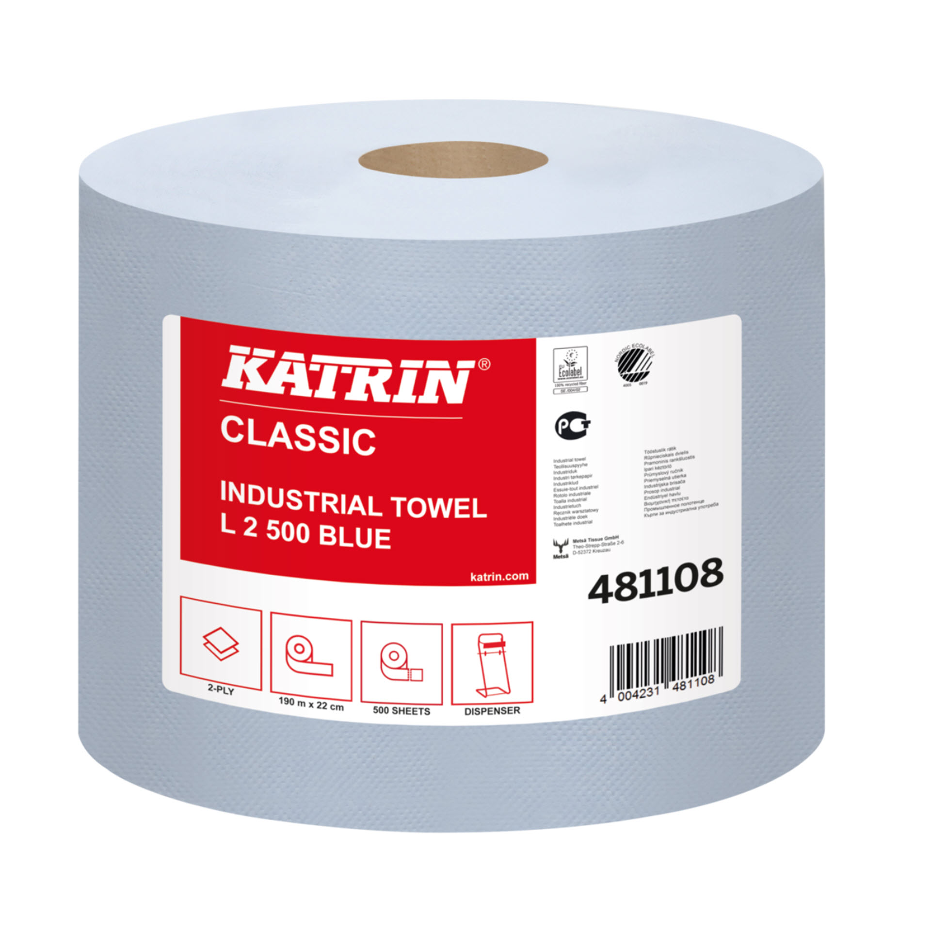 Katrin Classic Industrial Towel L2 Blue laminated - 481108 - Putztuch / Tissue-Wischtuch