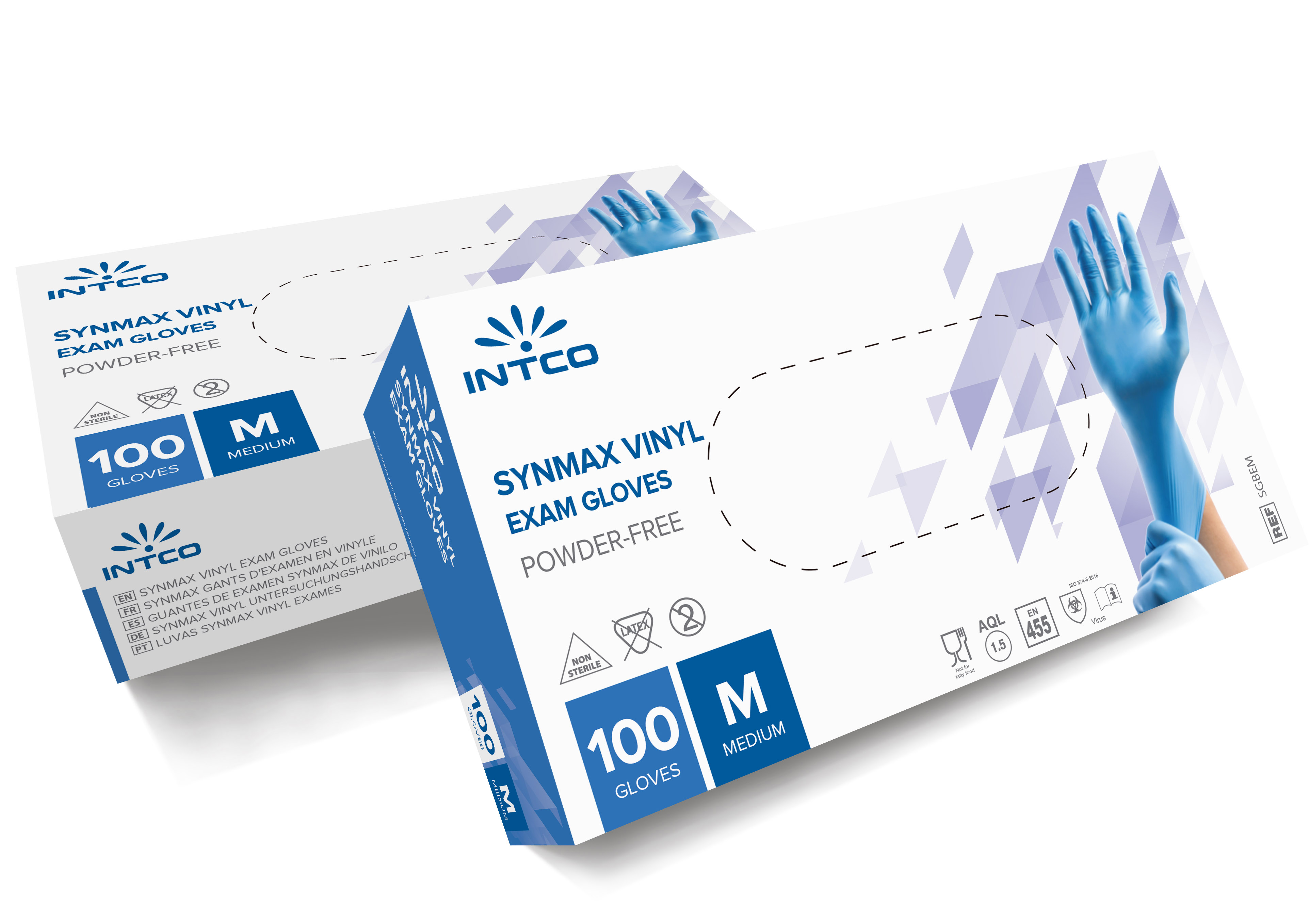 Intco Synmax medizinische Einmalhandschuhe blau - 100 Stk je Box, puderfrei / CE & FDA zertifiziert
